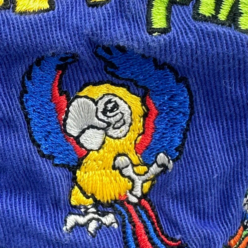 Margaritaville Bucket Hat Youth Blue Fins to the Left Parrot Embroidered Sun Hat